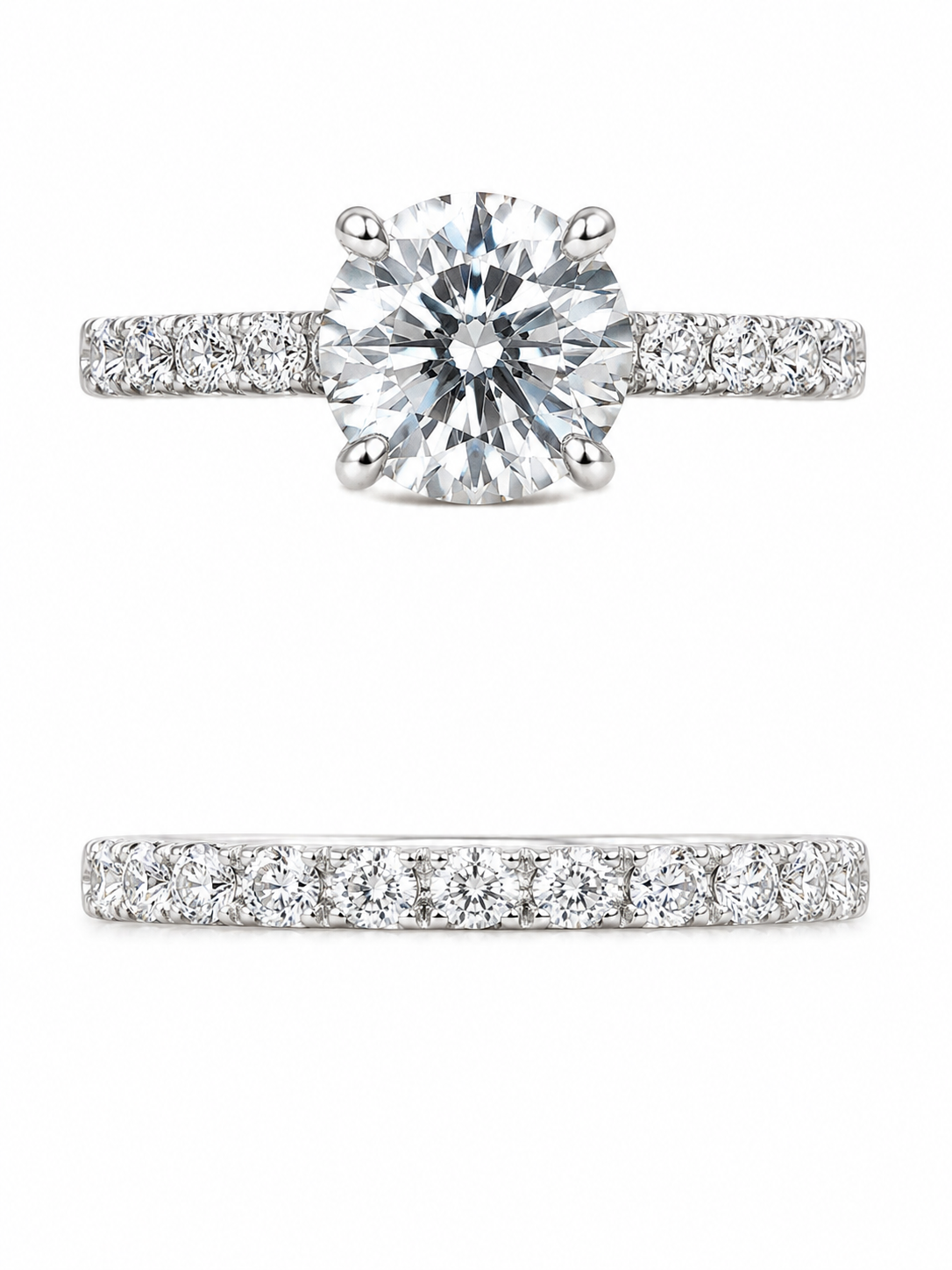 14K White Gold Women's Wedding Set Round 1.86 ct Round Lab Grown Diamond