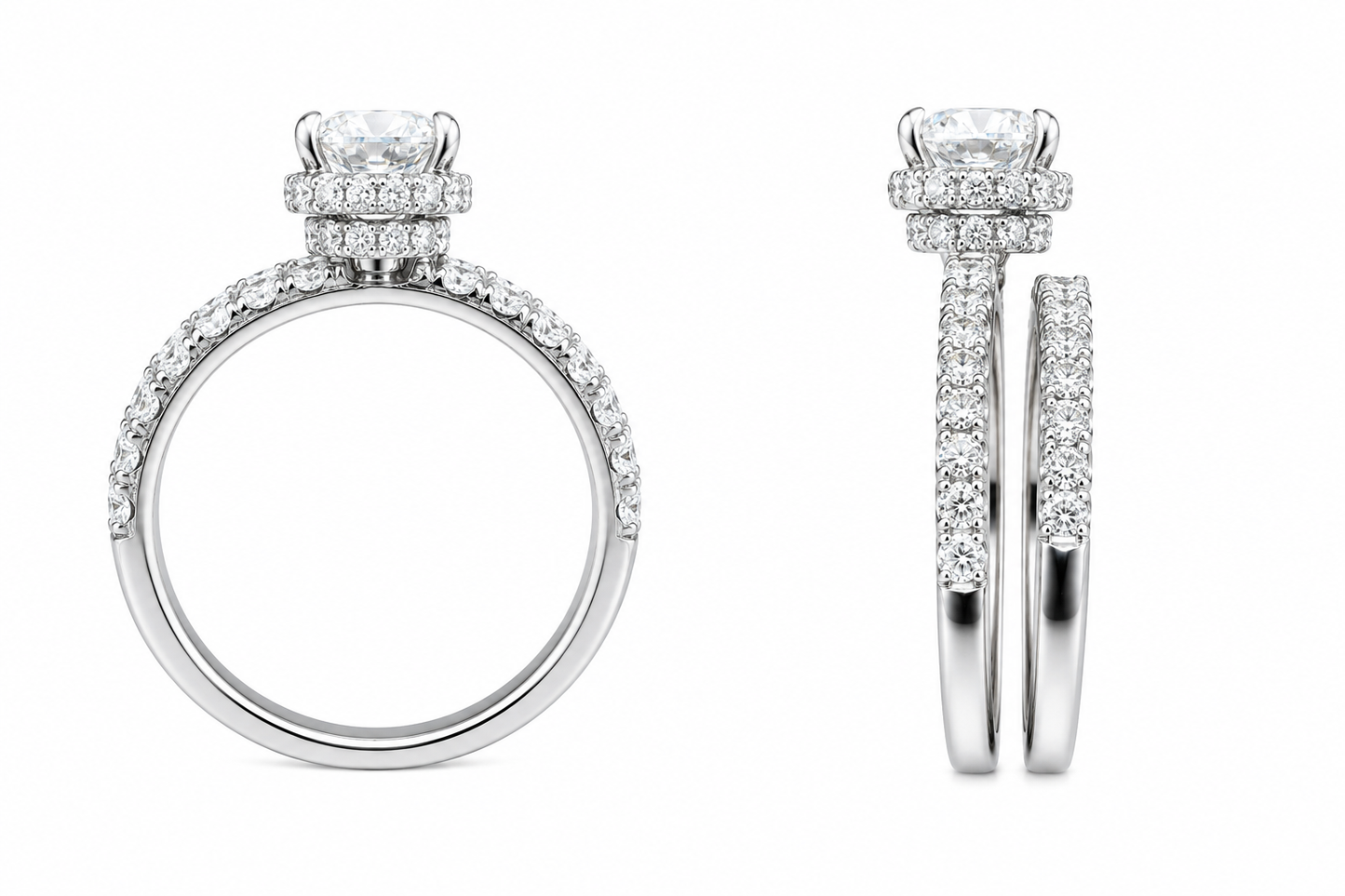 14K White Gold Women's Wedding Set Round 1.86 ct Round Lab Grown Diamond