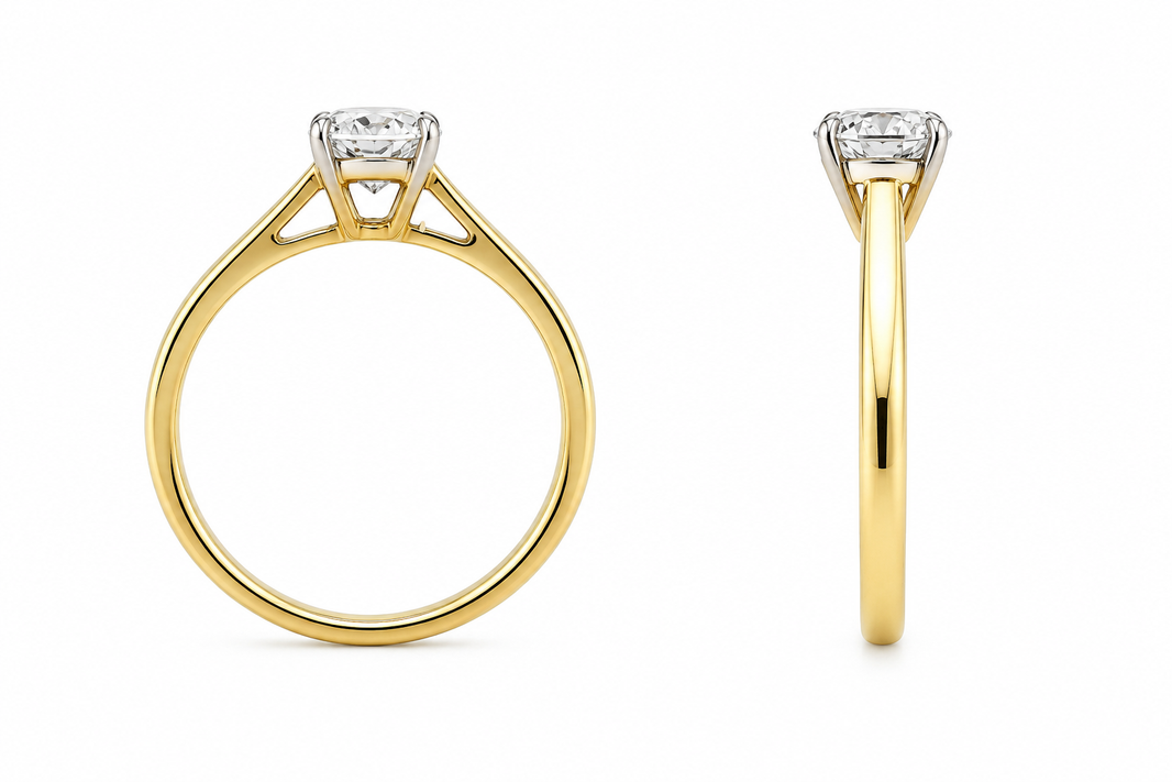 14K Yellow Gold Women's Wedding Ring Solitaire Round 0.50 ct Lab Grown Diamond