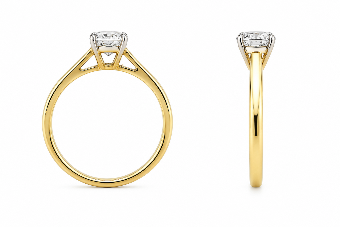 14K Yellow Gold Women's Wedding Ring Solitaire Round 0.50 ct Lab Grown Diamond