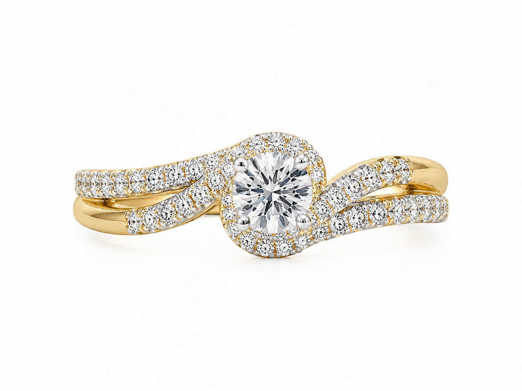 14K Yellow Gold Ring Round 0.40 ct Lab Grown Diamond