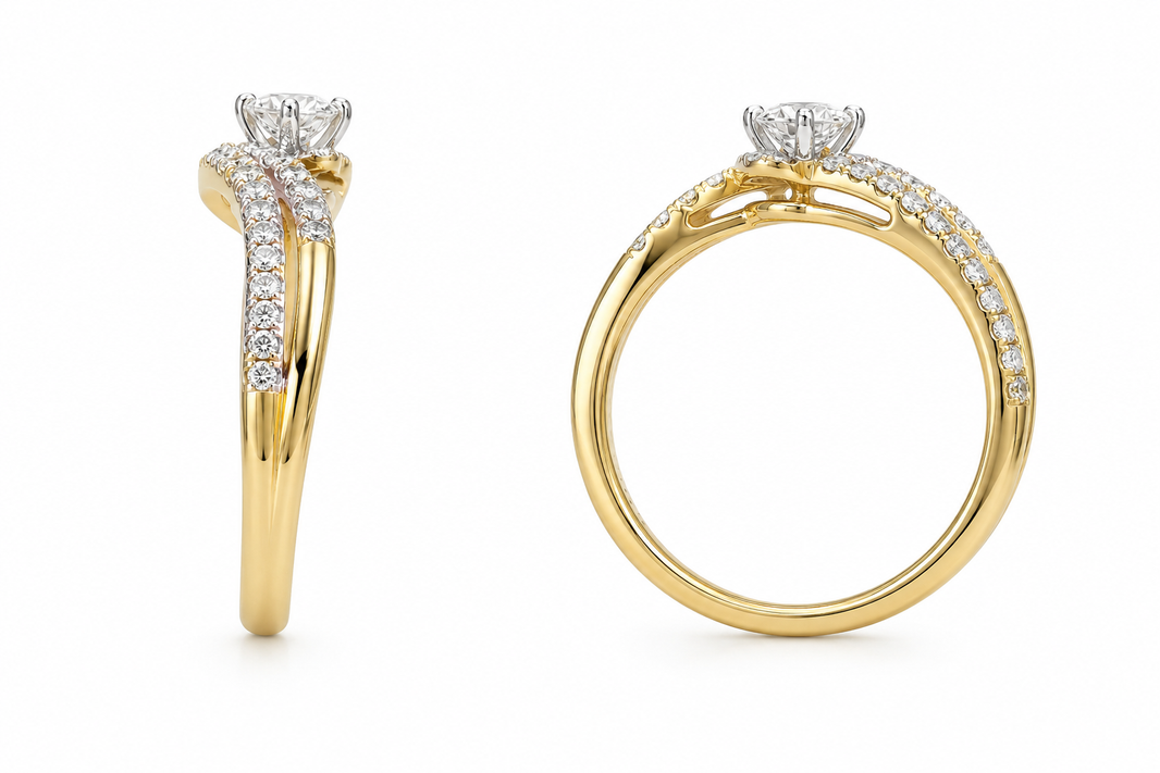 14K Yellow Gold Ring Round 0.40 ct Lab Grown Diamond