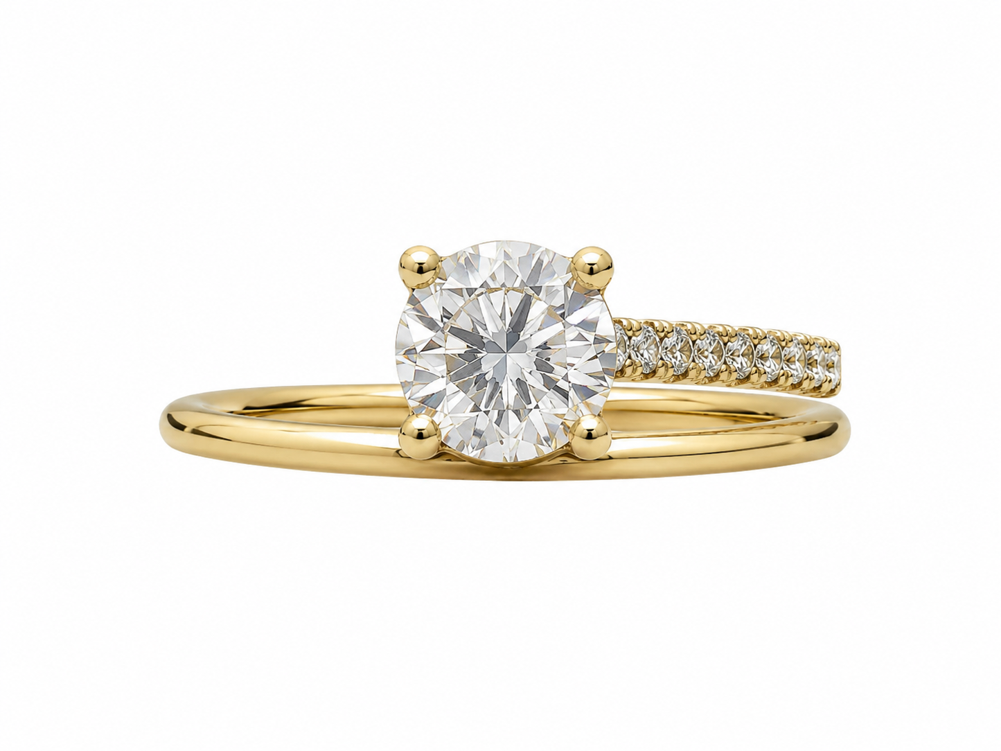 14K Yellow Gold Women's Ring Round 0.50 ct Lab Grown Diamond