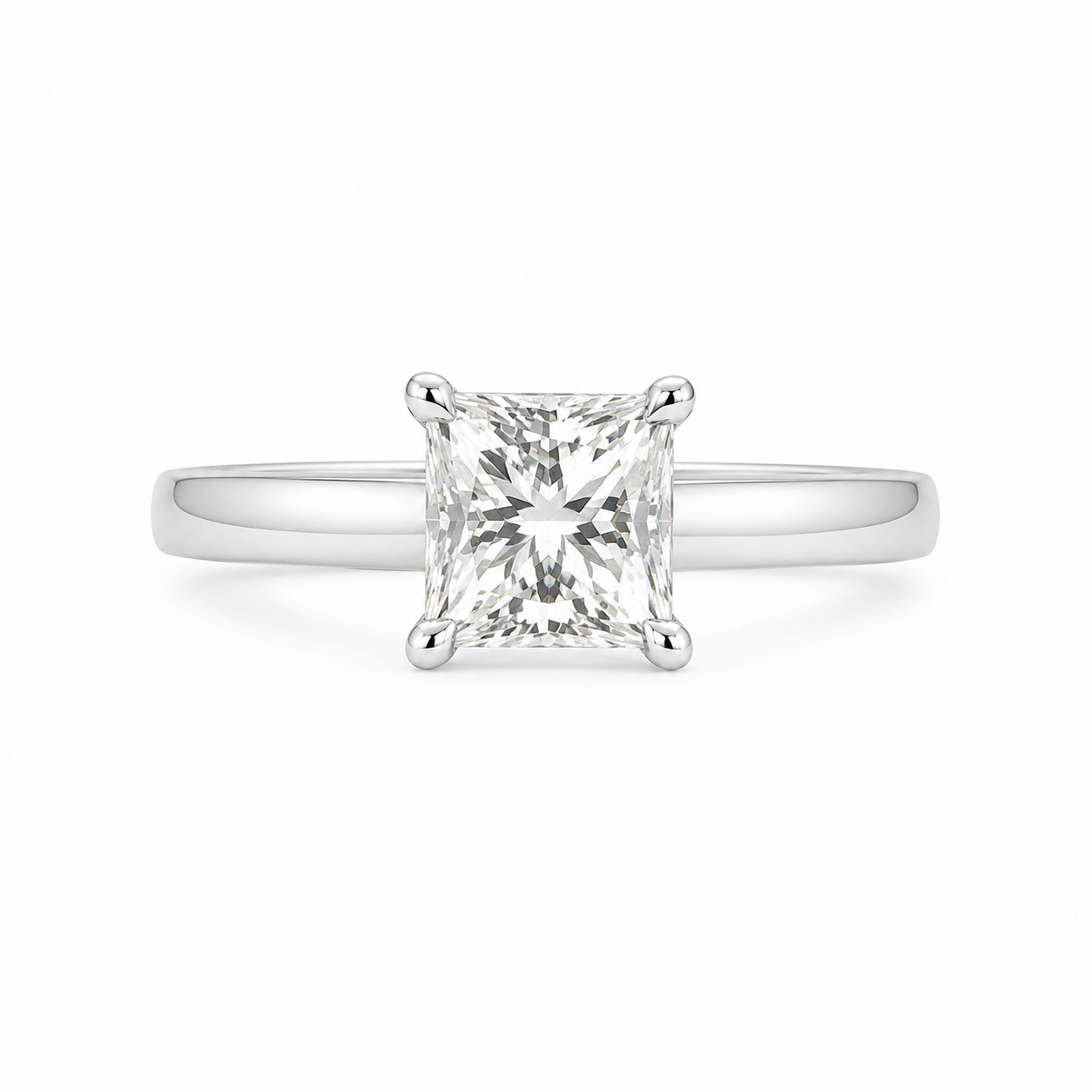 14K White Gold Women's Ring 0.75 ct Princess Cut Lab Grown Diamond