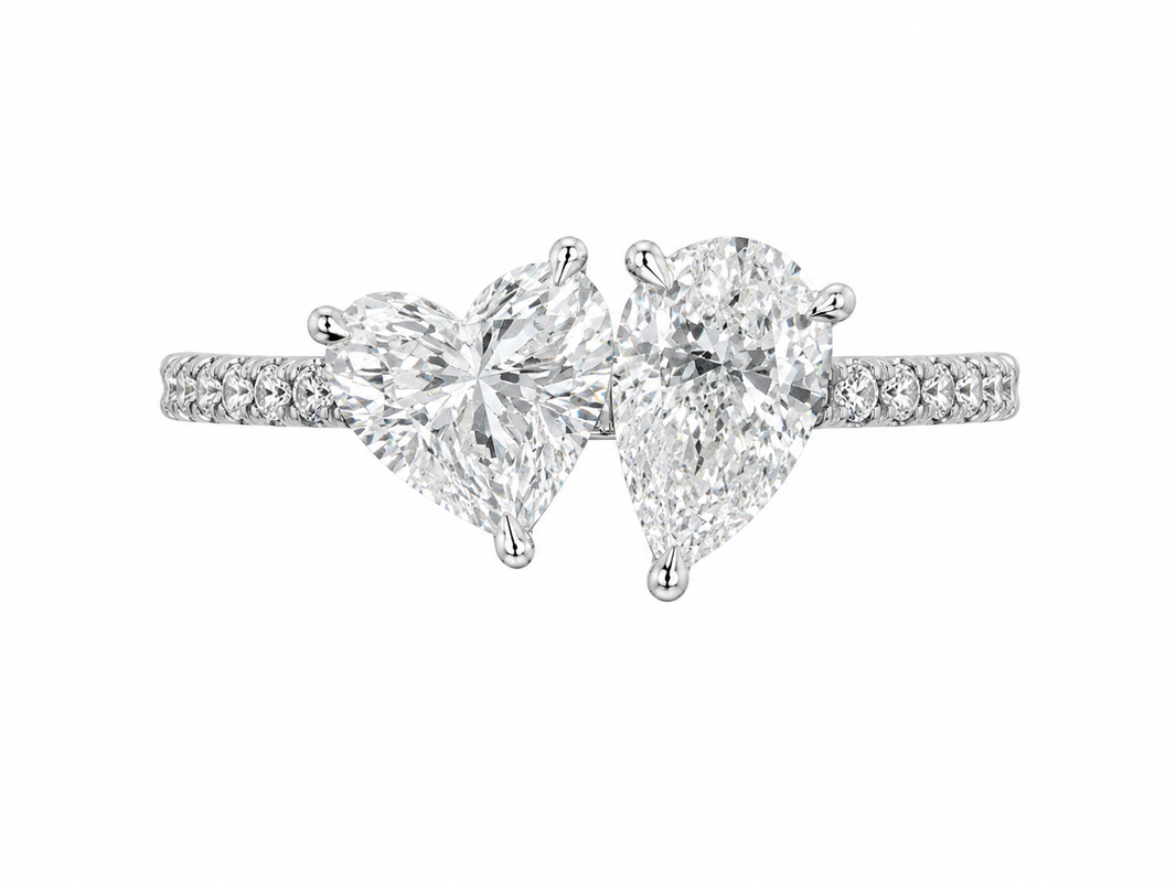 14K White Gold Women's Ring Heart/Pear Solitaire 1.00 ct Lab Grown Diamond