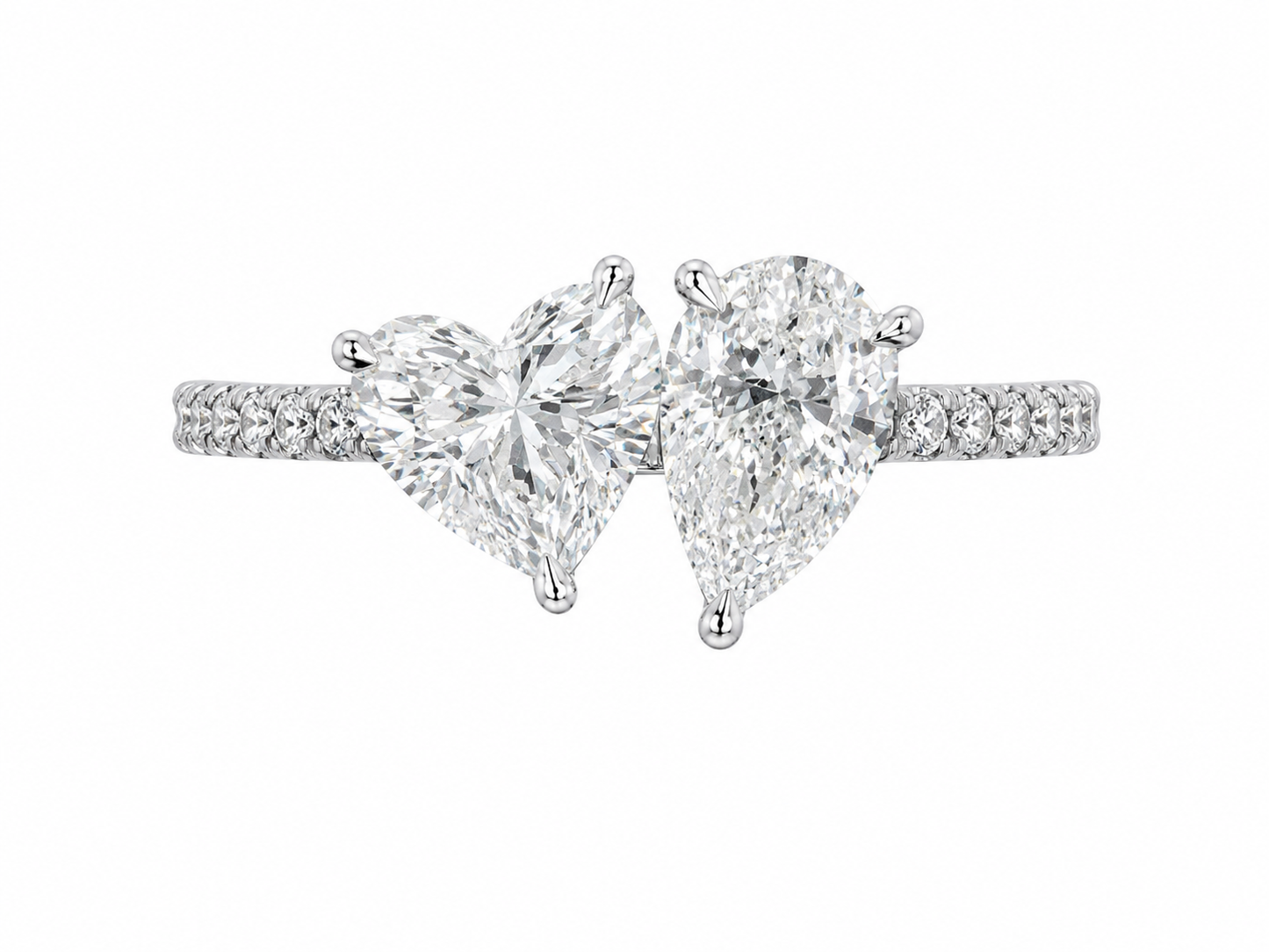14K White Gold Women's Ring Heart/Pear Solitaire 1.00 ct Lab Grown Diamond