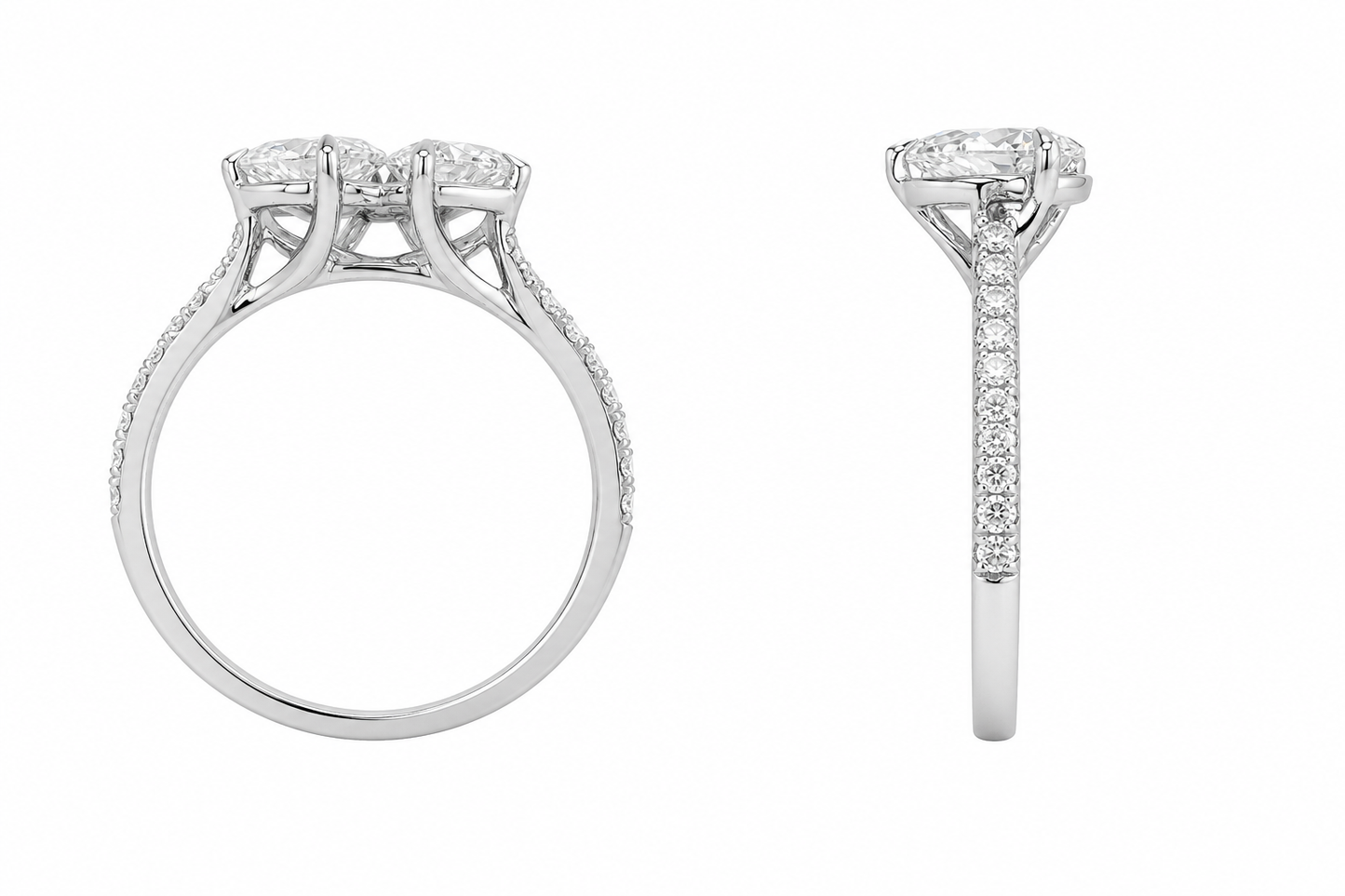 14K White Gold Women's Ring Heart/Pear Solitaire 1.00 ct Lab Grown Diamond