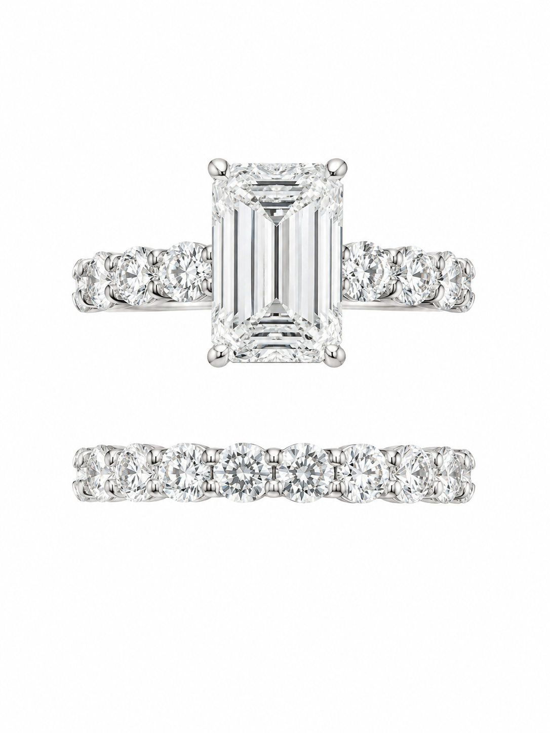 14K Yellow Gold Emerald Wedding Set 4.00 ct Lab Grown Diamond