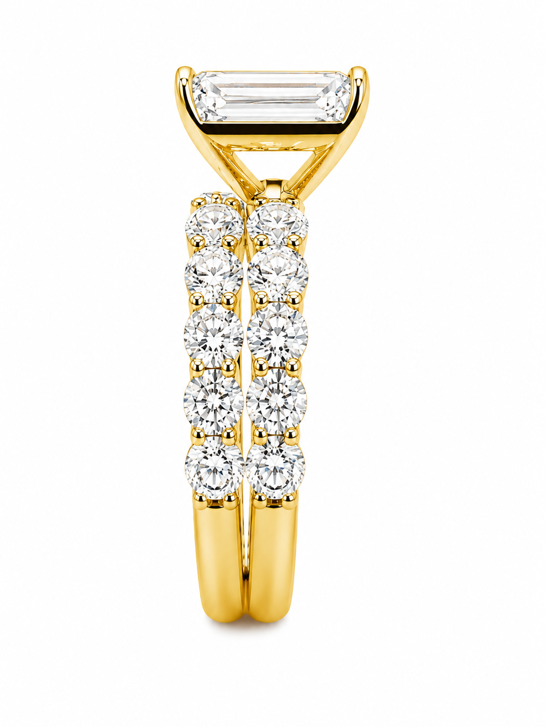 14K Yellow Gold Emerald Wedding Set 4.00 ct Lab Grown Diamond