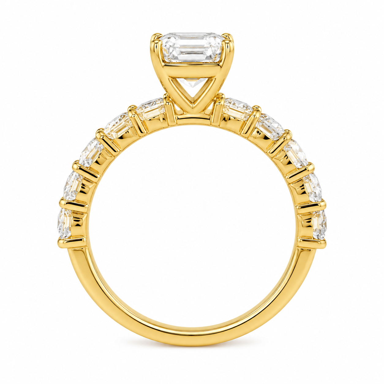 14K Yellow Gold Emerald Wedding Set 4.00 ct Lab Grown Diamond