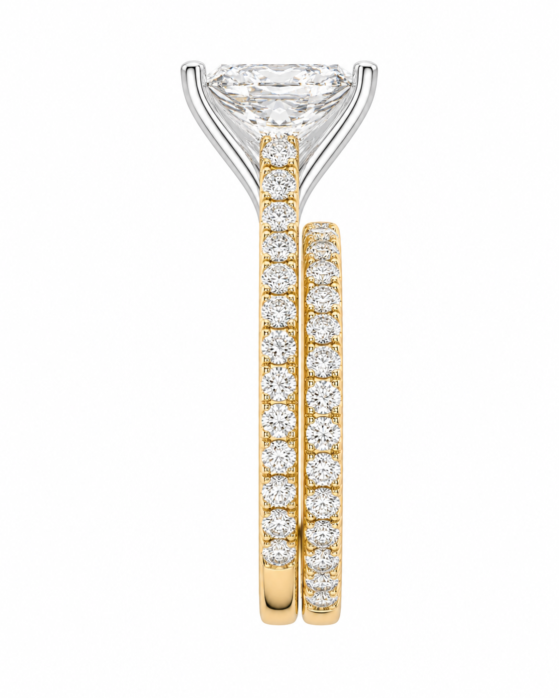 14K Yellow Gold Princess Wedding Set 5.00 ct Lab Grown Diamond