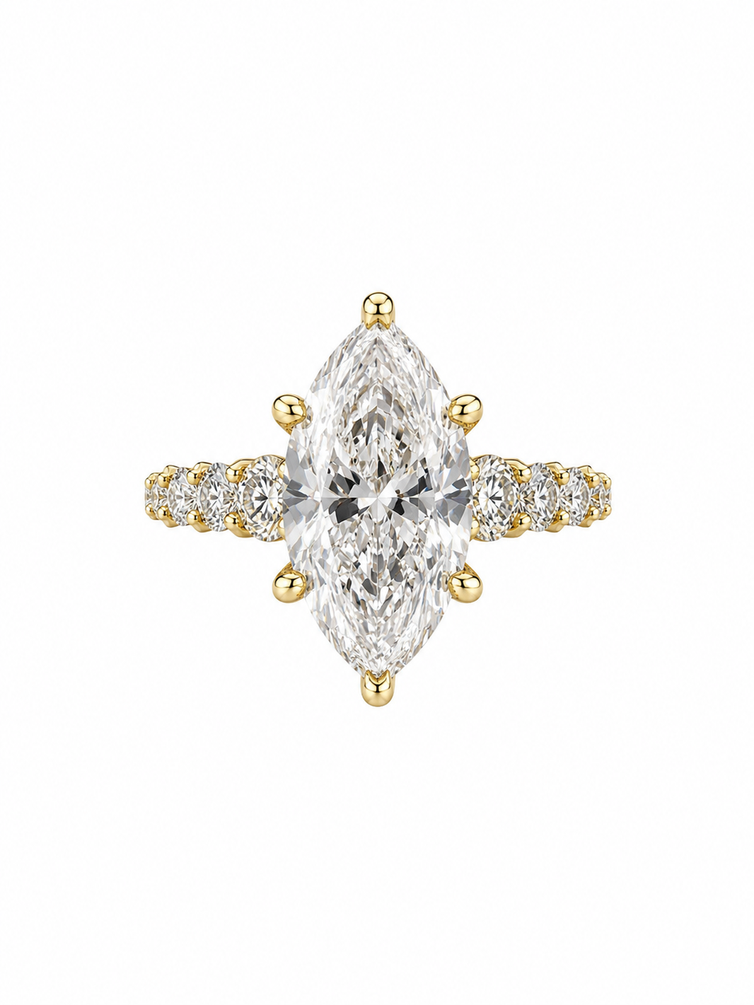 14K Yellow Gold Wedding Ring Marquise Cut 3.80 ct Lab Grown Diamond
