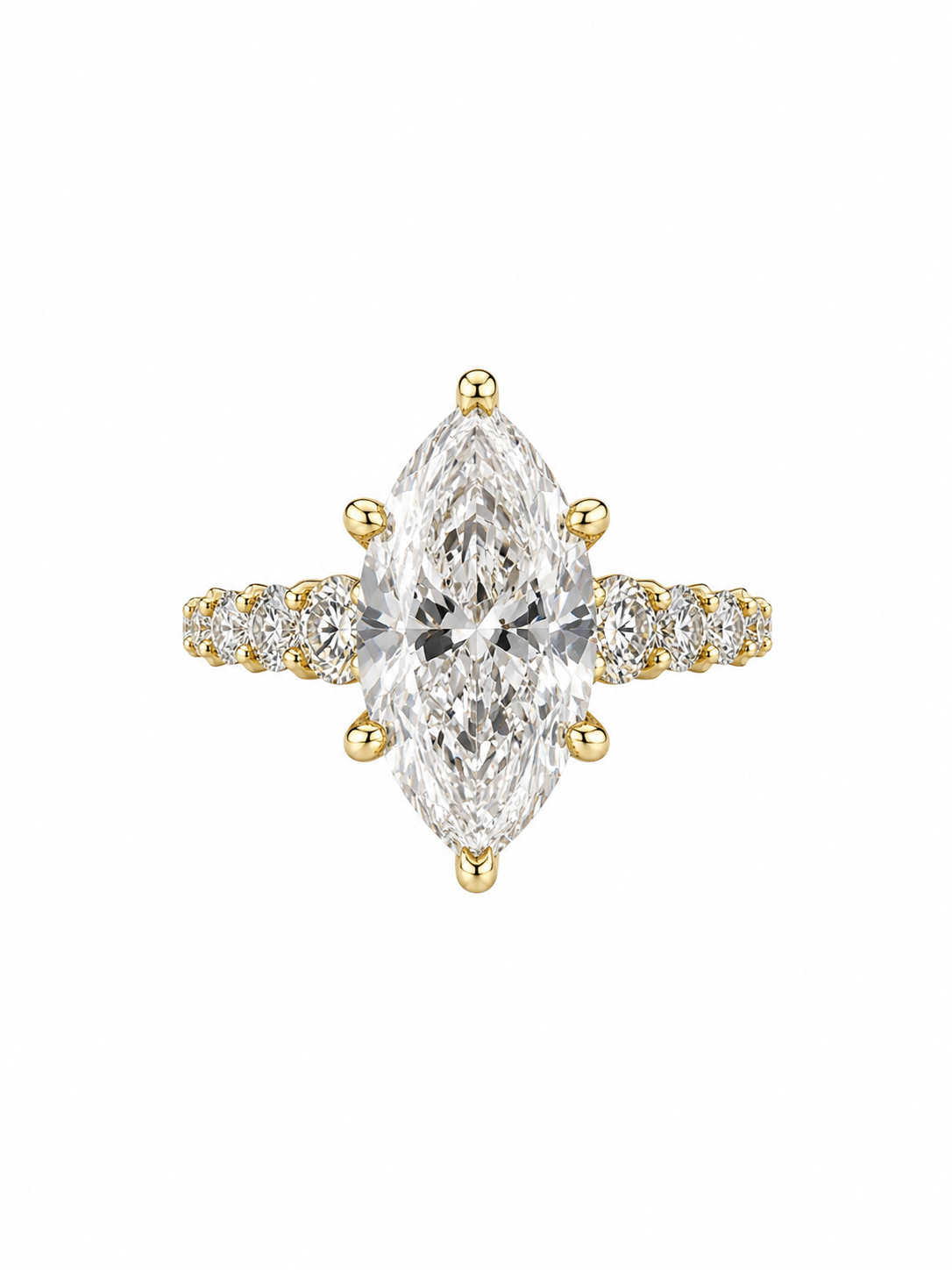 14K Yellow Gold Wedding Ring Marquise Cut 3.80 ct Lab Grown Diamond