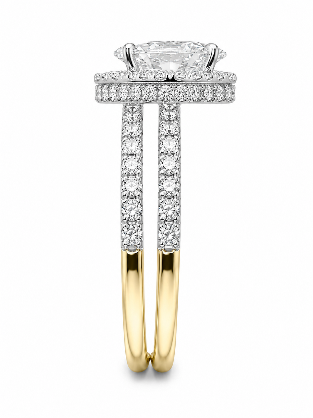 14K Yellow Gold Solitaire Oval Wedding Set 3.01 ct Lab Grown Diamond