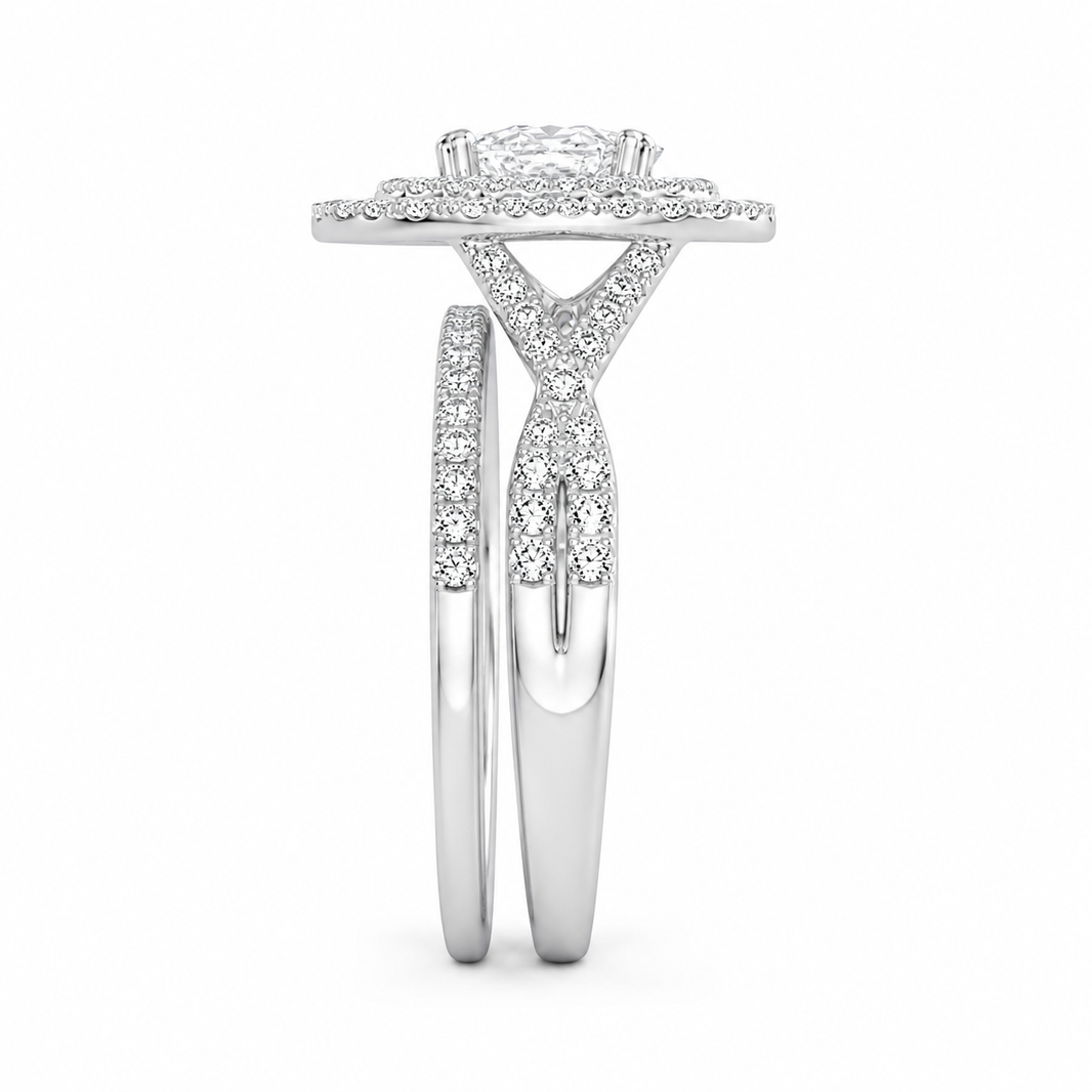 14K White Gold Wedding Set Pear 2.00 ct Lab Grown Diamond