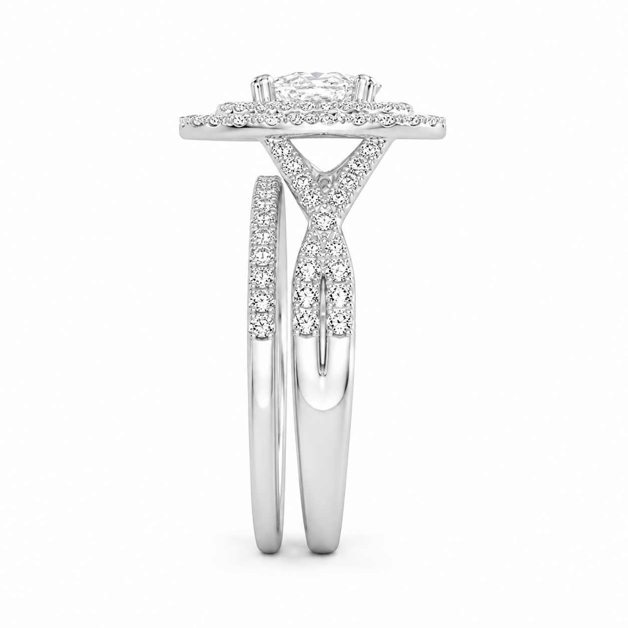 14K White Gold Wedding Set Pear 2.00 ct Lab Grown Diamond