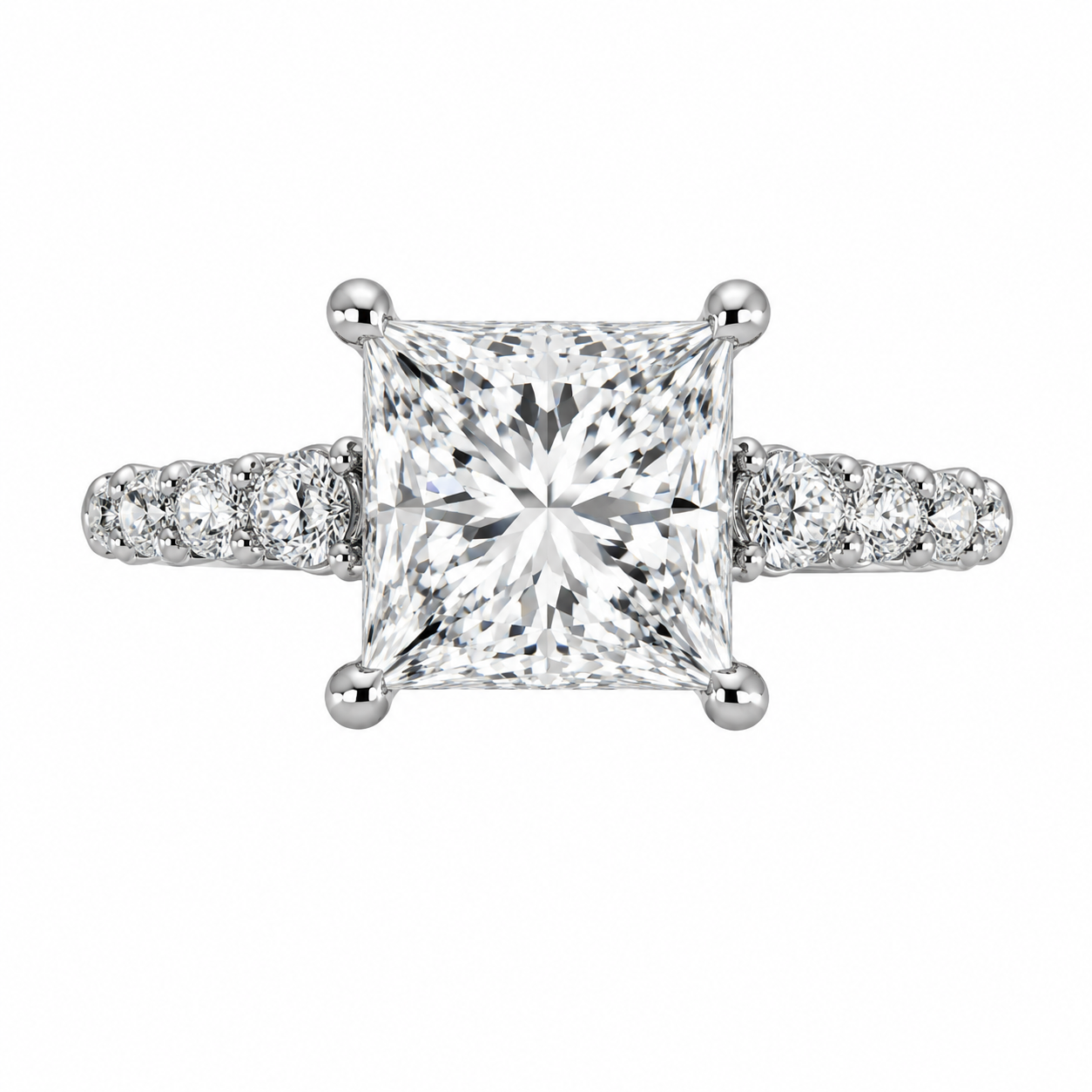 14K Yellow Gold Ring Princess Cut 3.72 ct Lab Grown Diamond