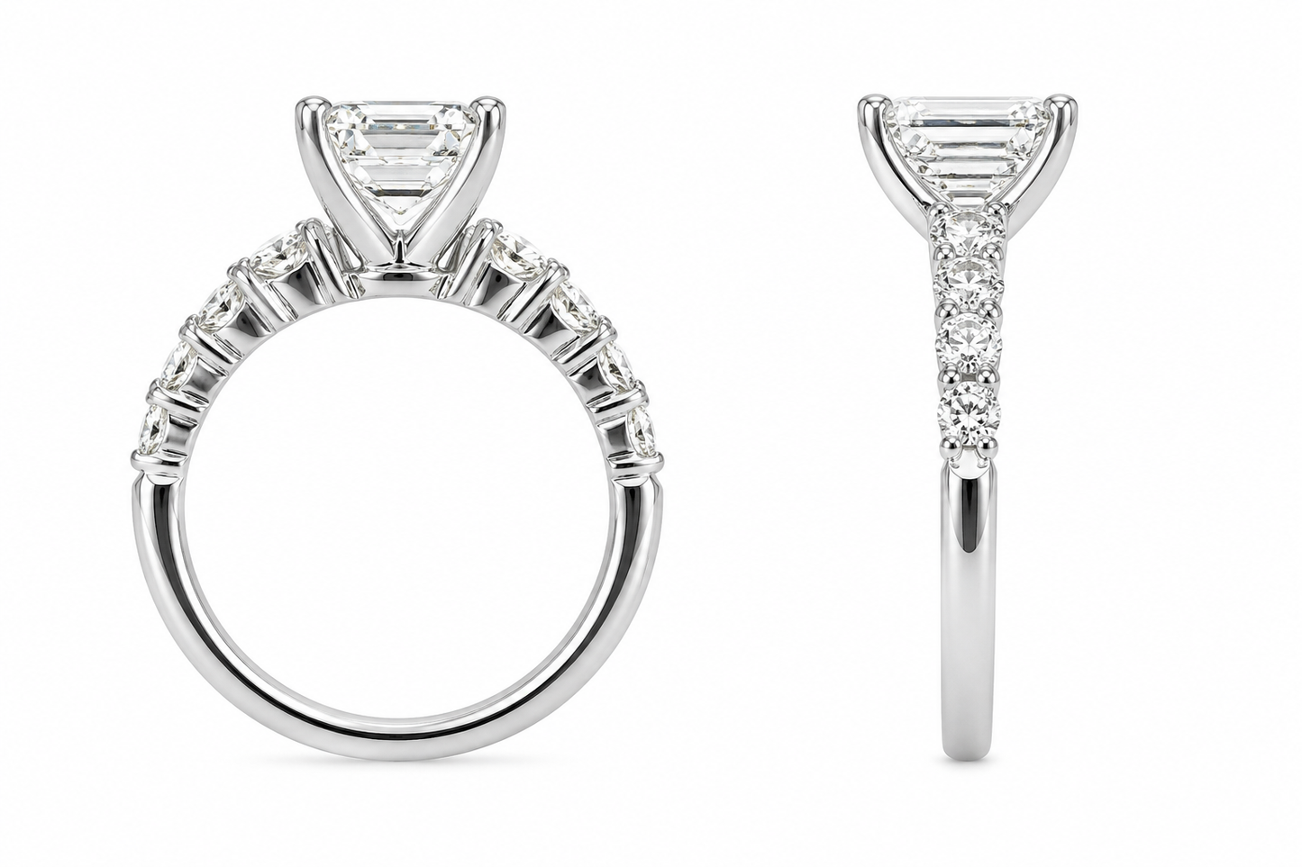14K White Gold Ring Emerald Cut 3.75 ct Lab Grown Diamond