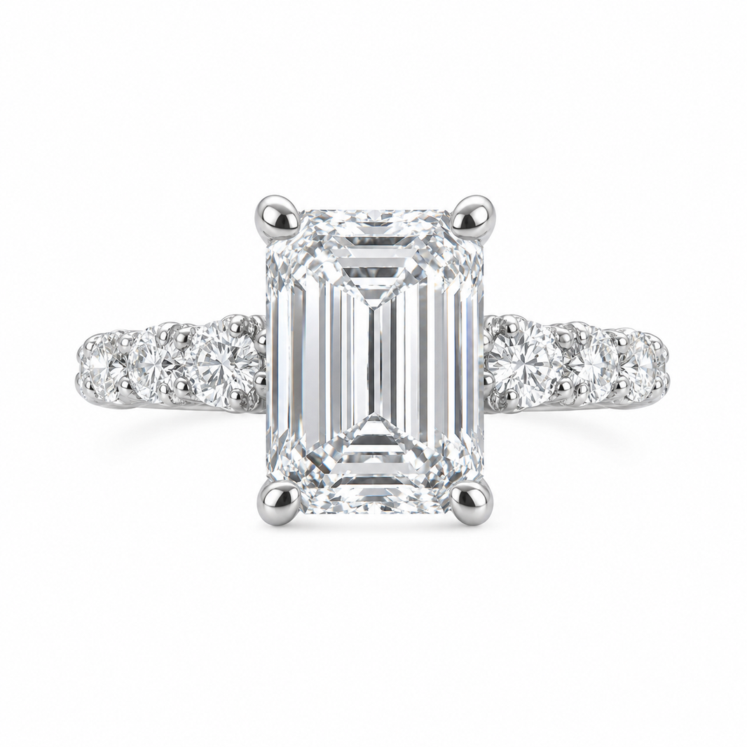 14K White Gold Ring Emerald Cut 3.75 ct Lab Grown Diamond