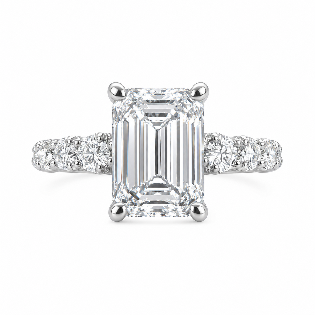 14K White Gold Ring Emerald Cut 3.75 ct Lab Grown Diamond