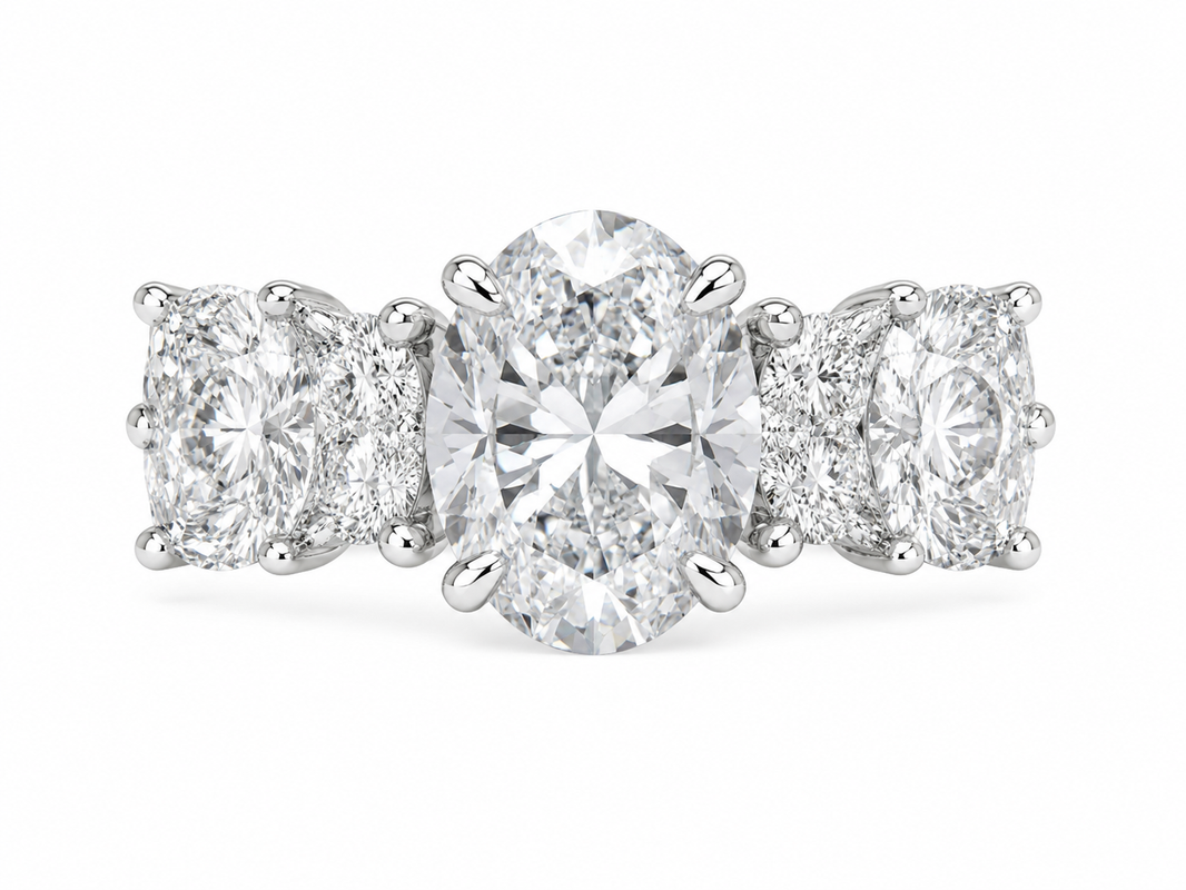 14K White Gold Oval Ring 4.00 ct Lab Grown Diamond