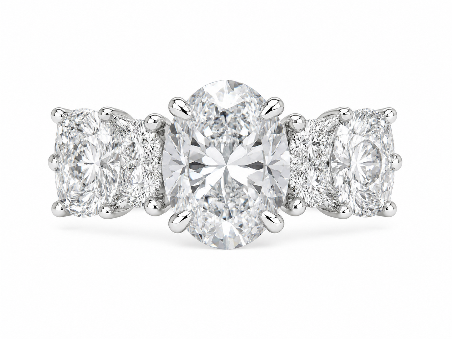 14K White Gold Oval Ring 4.00 ct Lab Grown Diamond