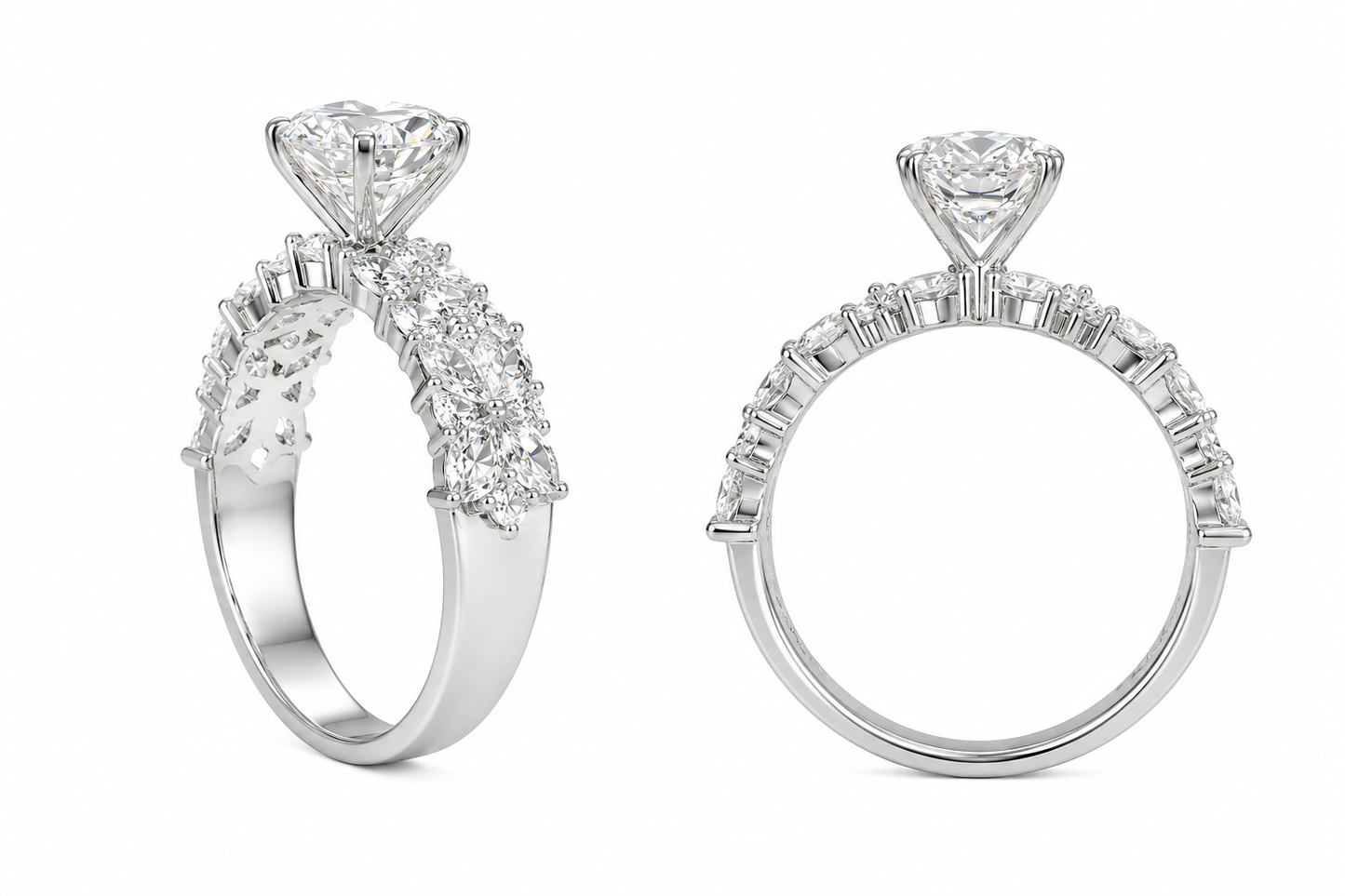 14K White Gold Oval Ring 4.00 ct Lab Grown Diamond