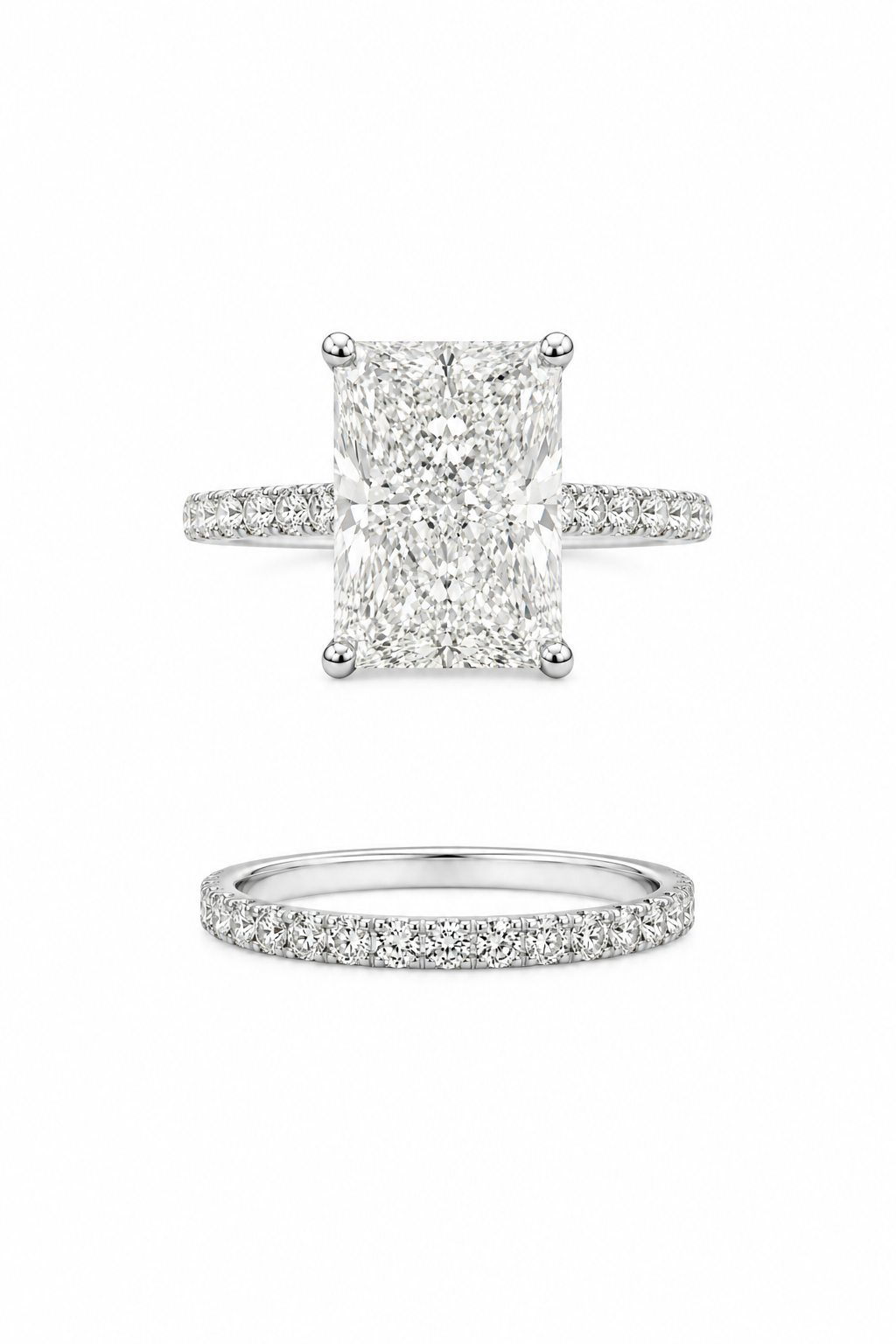 10K White Gold Radiant Cut Wedding Set 5.02 ct Lab Grown Diamond