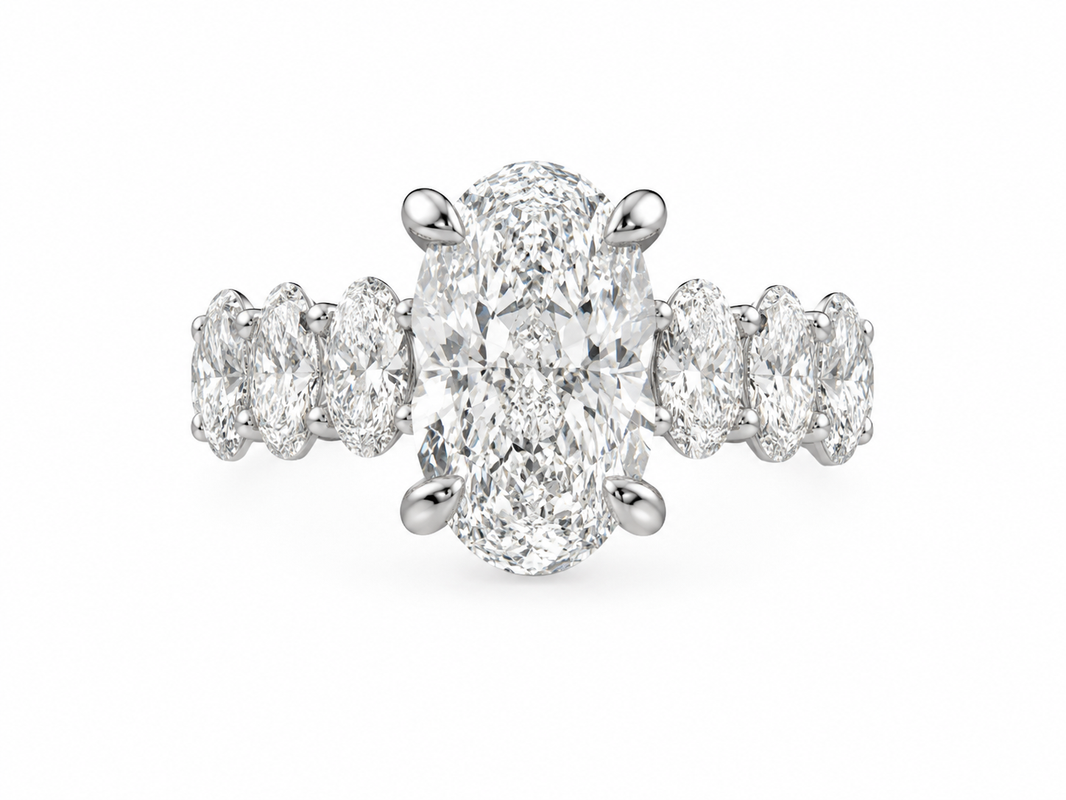 14K White Gold Ring Oval 4.13 ct Lab Grown Diamond