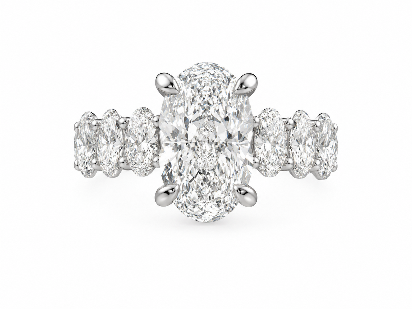 14K White Gold Ring Oval 4.13 ct Lab Grown Diamond