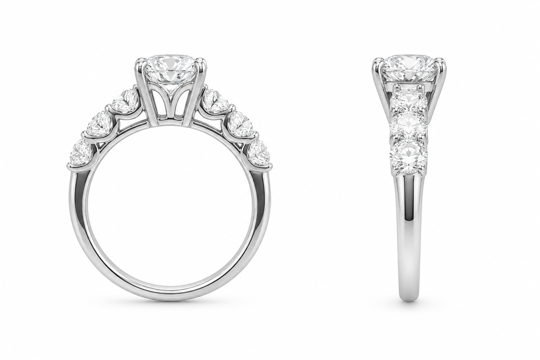 14K White Gold Ring Oval 4.13 ct Lab Grown Diamond