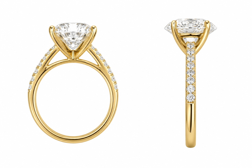 14K Yellow Gold Ring Oval 3.33 ct Lab Grown Diamond