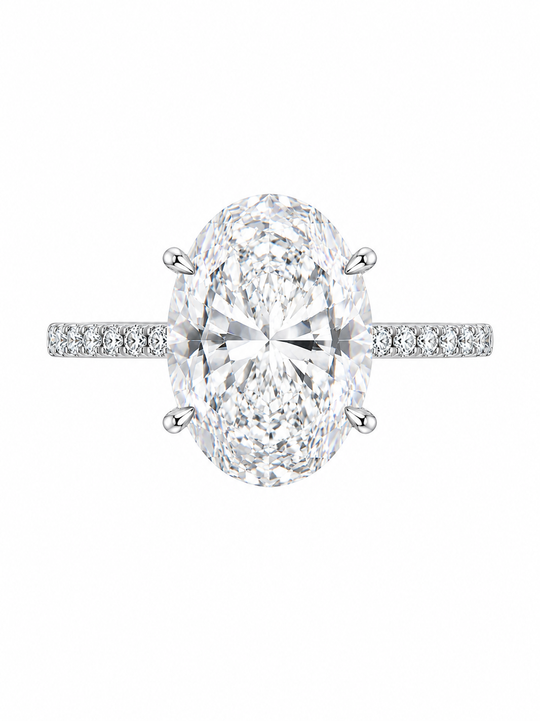 14K White Gold Ring Oval 3.50 ct Lab Grown Diamond