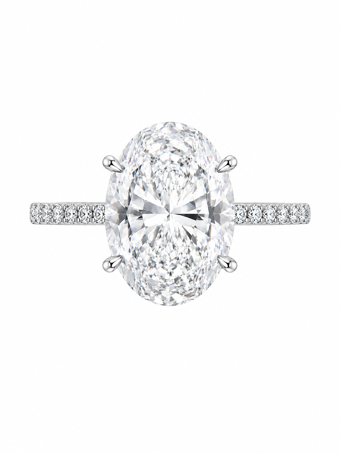 14K White Gold Ring Oval 3.50 ct Lab Grown Diamond
