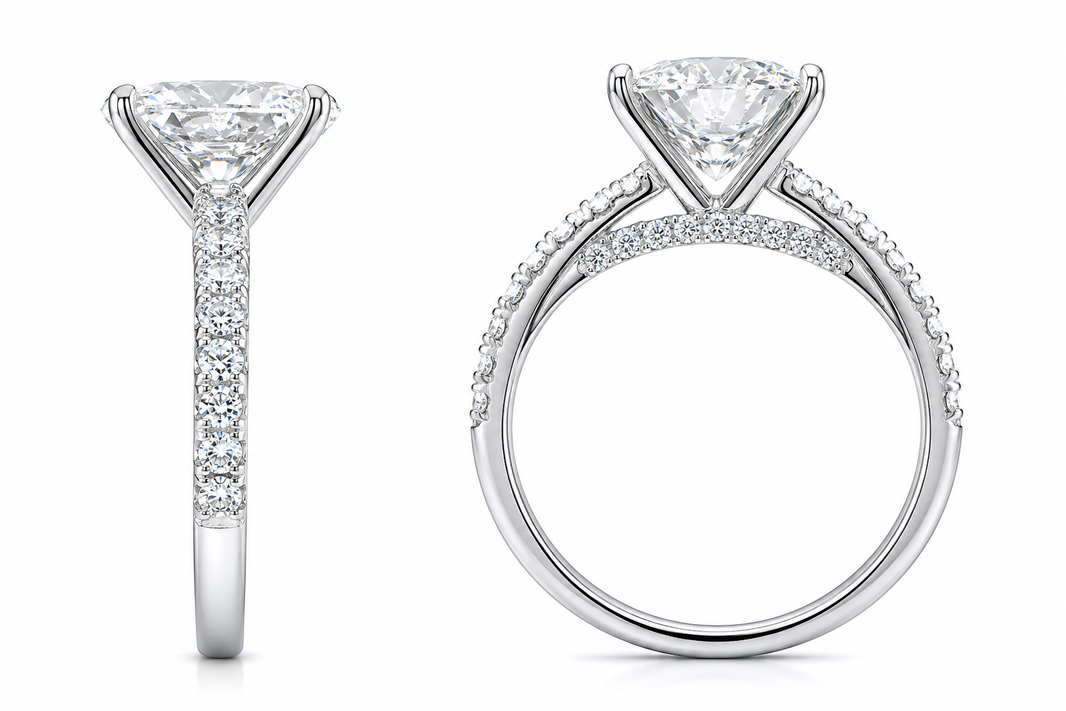 14K White Gold Ring Oval 3.50 ct Lab Grown Diamond