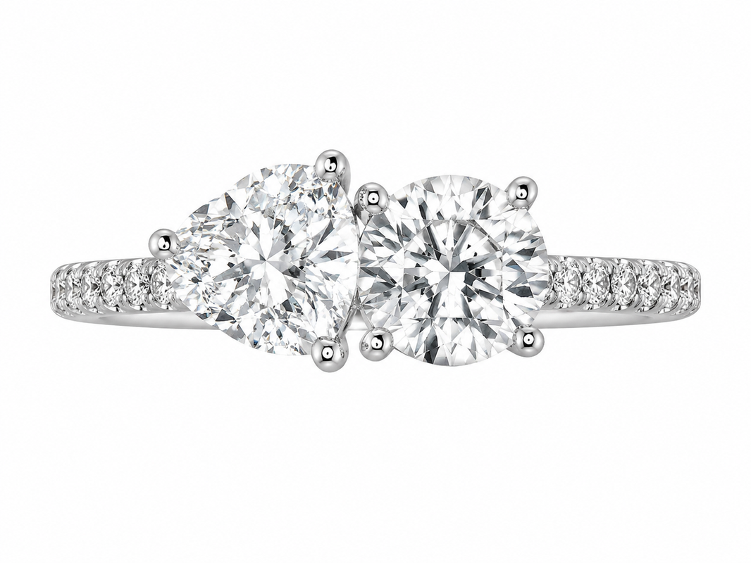 14K Yellow Gold Women's Ring Heart, Round 1.00 ct Lab Grown Diamond
