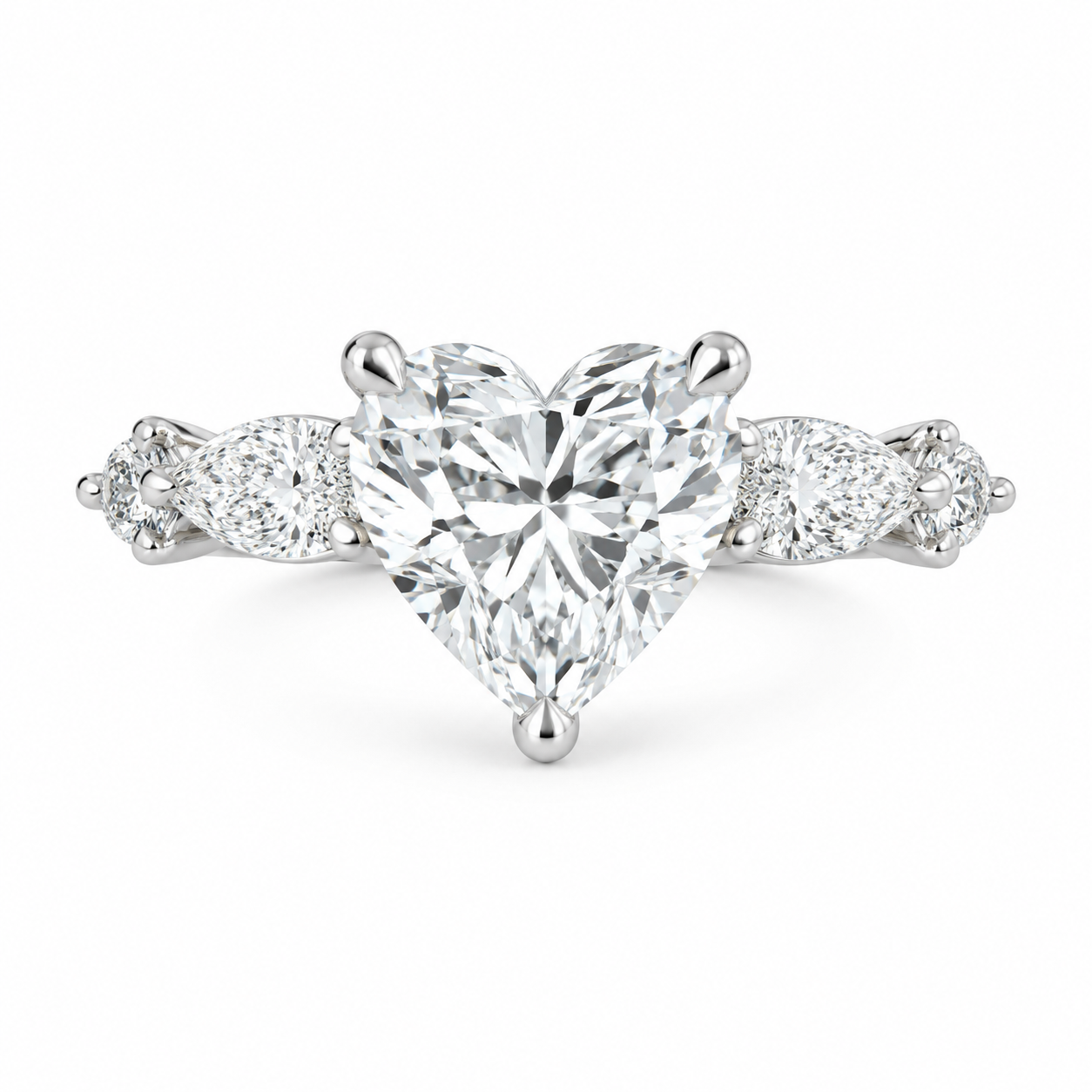 14K White Gold Women’s Ring Heart 1.90 ct Lab Grown Diamond