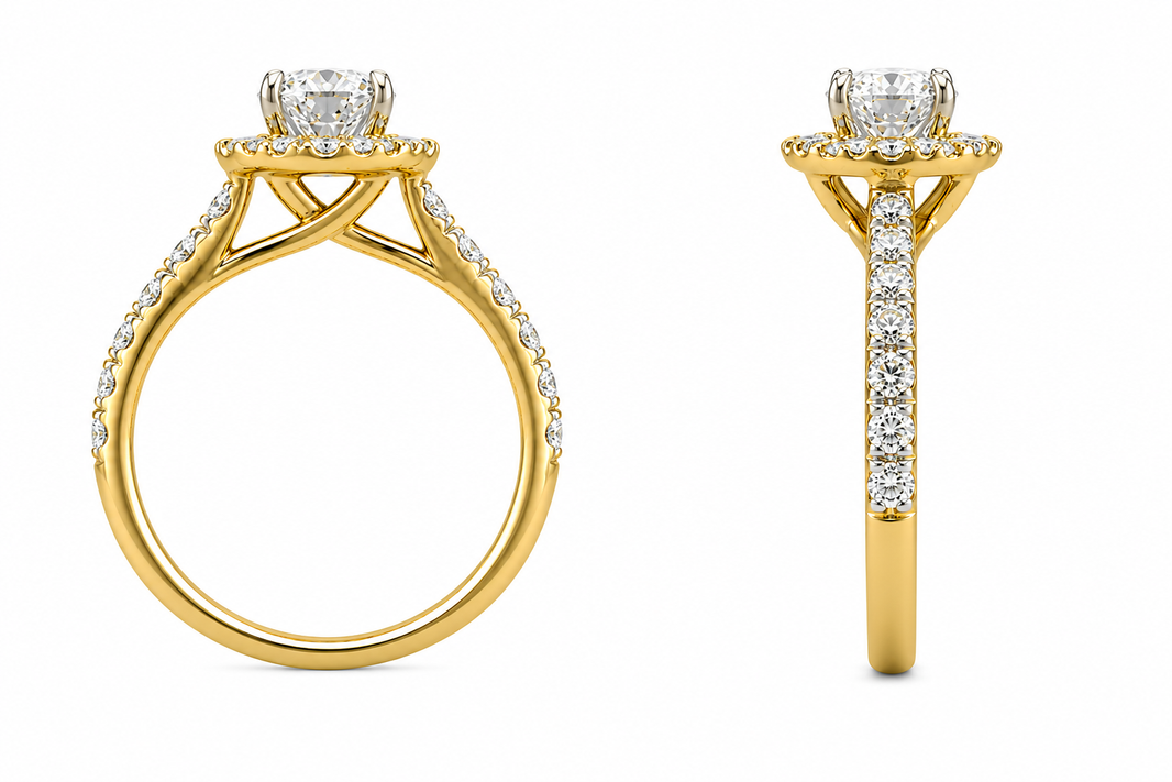 14K Yellow Gold Ring Round 1.00 ct Lab Grown Diamond