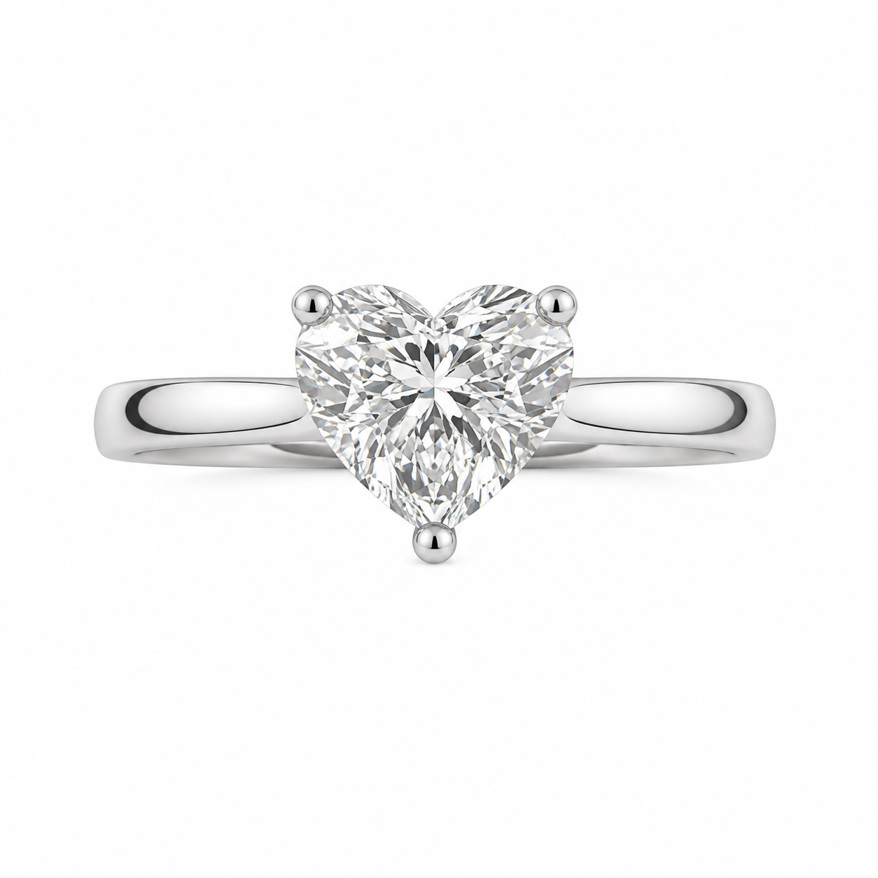 14K White Gold Women's Ring Heart Solitaire 1.10 ct Lab Grown Diamond