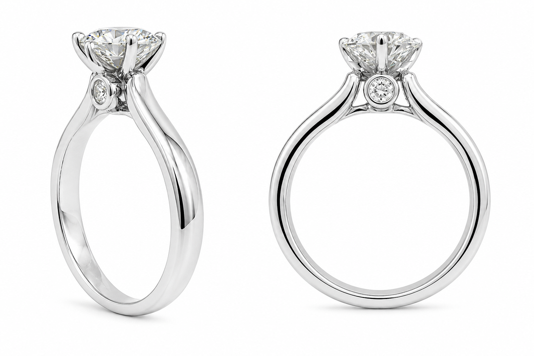 14K White Gold Women's Ring Heart Solitaire 1.10 ct Lab Grown Diamond