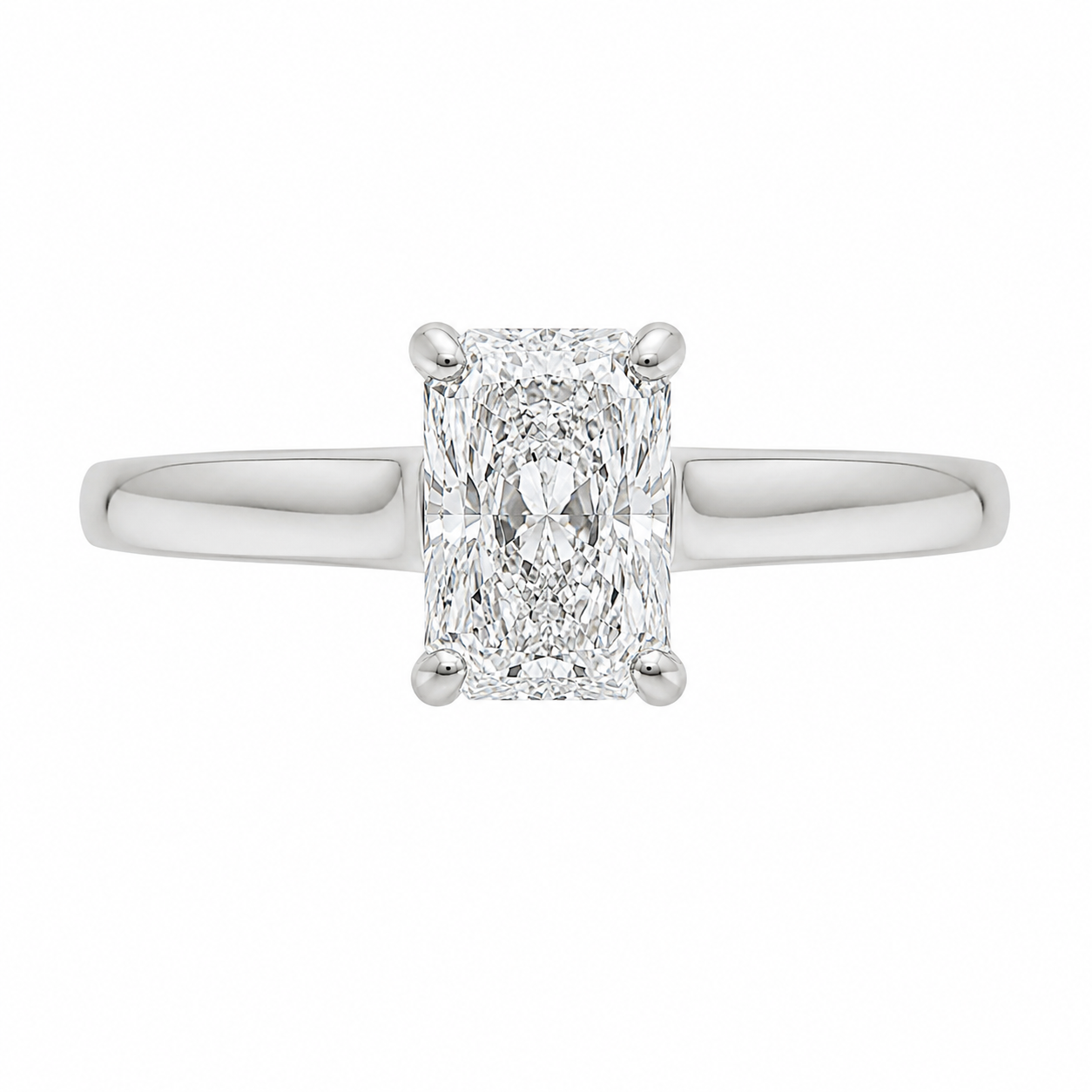 14K White Gold Women's Ring Radiant Cut Solitaire 0.75 ct Lab Grown Diamond