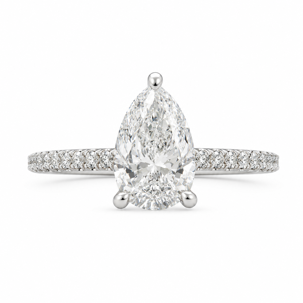 14K White Gold Ring Pear 1.33 ct Lab Grown Diamond