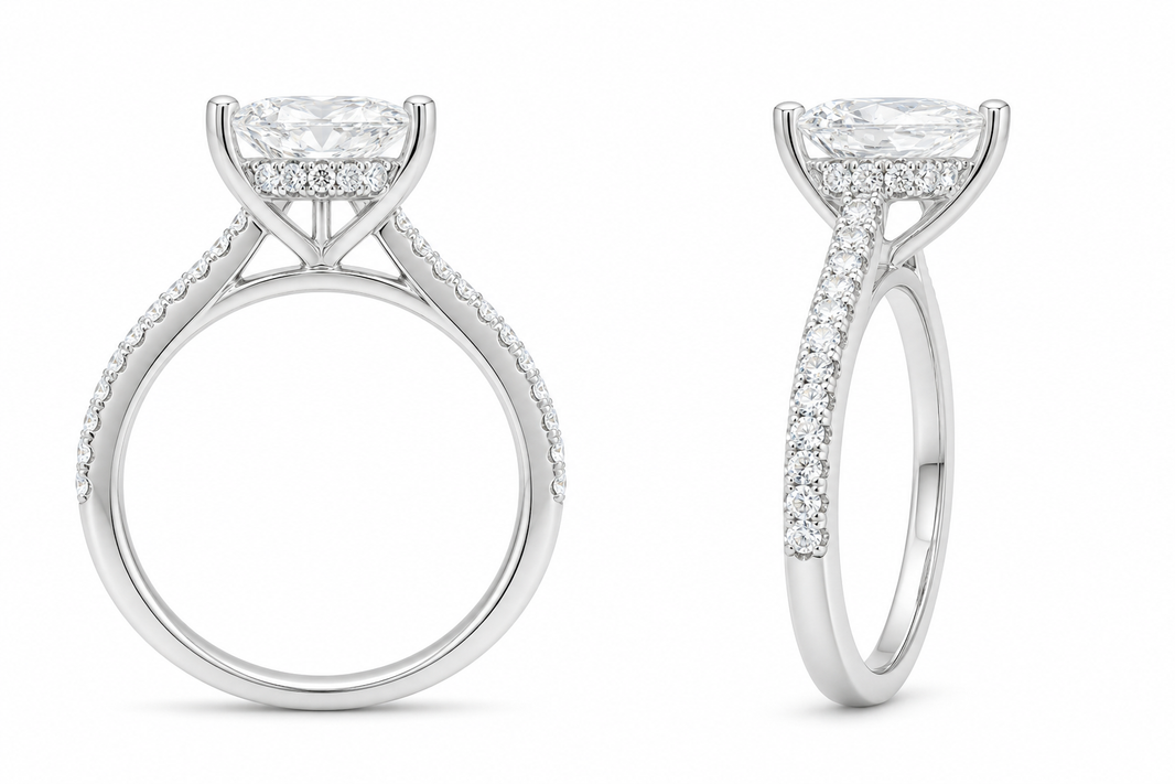 14K White Gold Ring Pear 1.33 ct Lab Grown Diamond