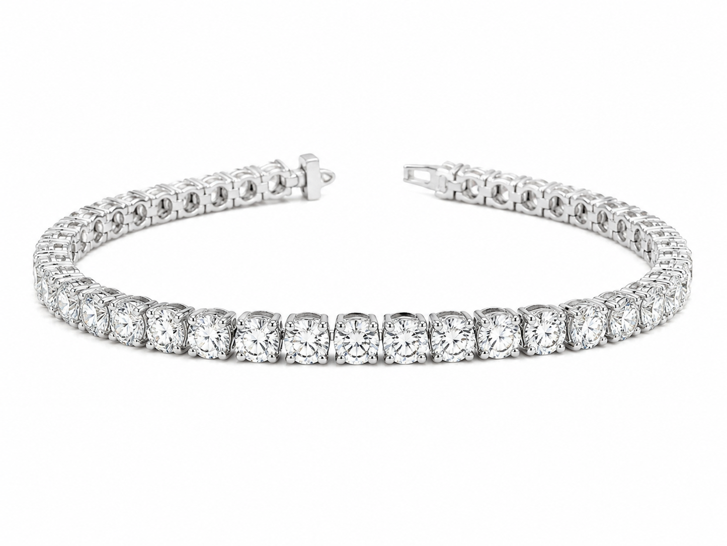 14K White Gold 4.20mm Tennis Bracelet Round 10.00 ct Lab Grown Diamond