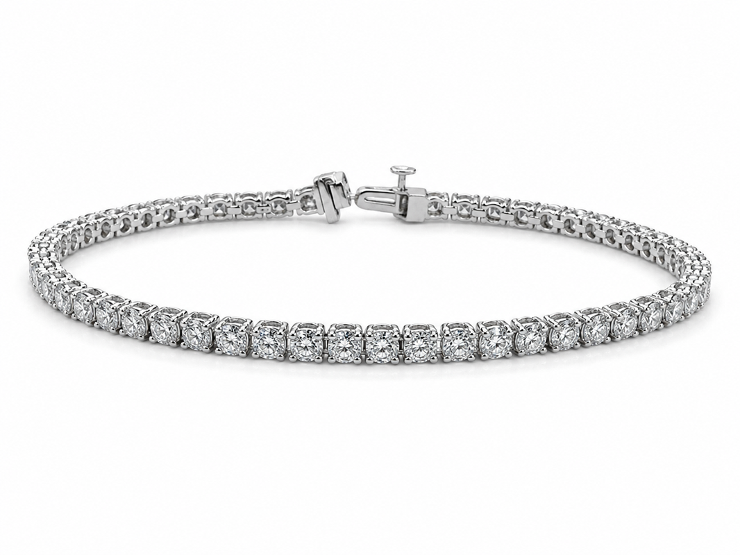14K White Gold 3.10mm Tennis Bracelet Round 5.00 ct Lab Grown Diamond