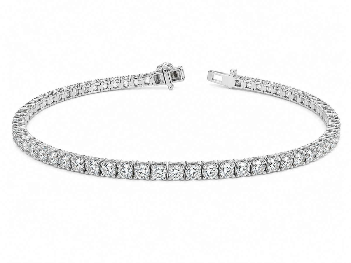 14K White Gold 2.60mm Tennis Bracelet Round 3.00 ct Lab Grown Diamond