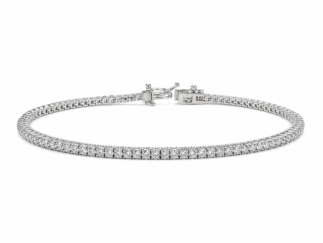 14K White Gold 2.00mm Tennis Bracelet Round 2.00 ct Lab Grown Diamond