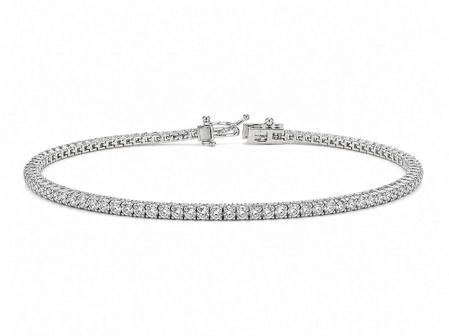14K White Gold 2.00mm Tennis Bracelet Round 2.00 ct Lab Grown Diamond
