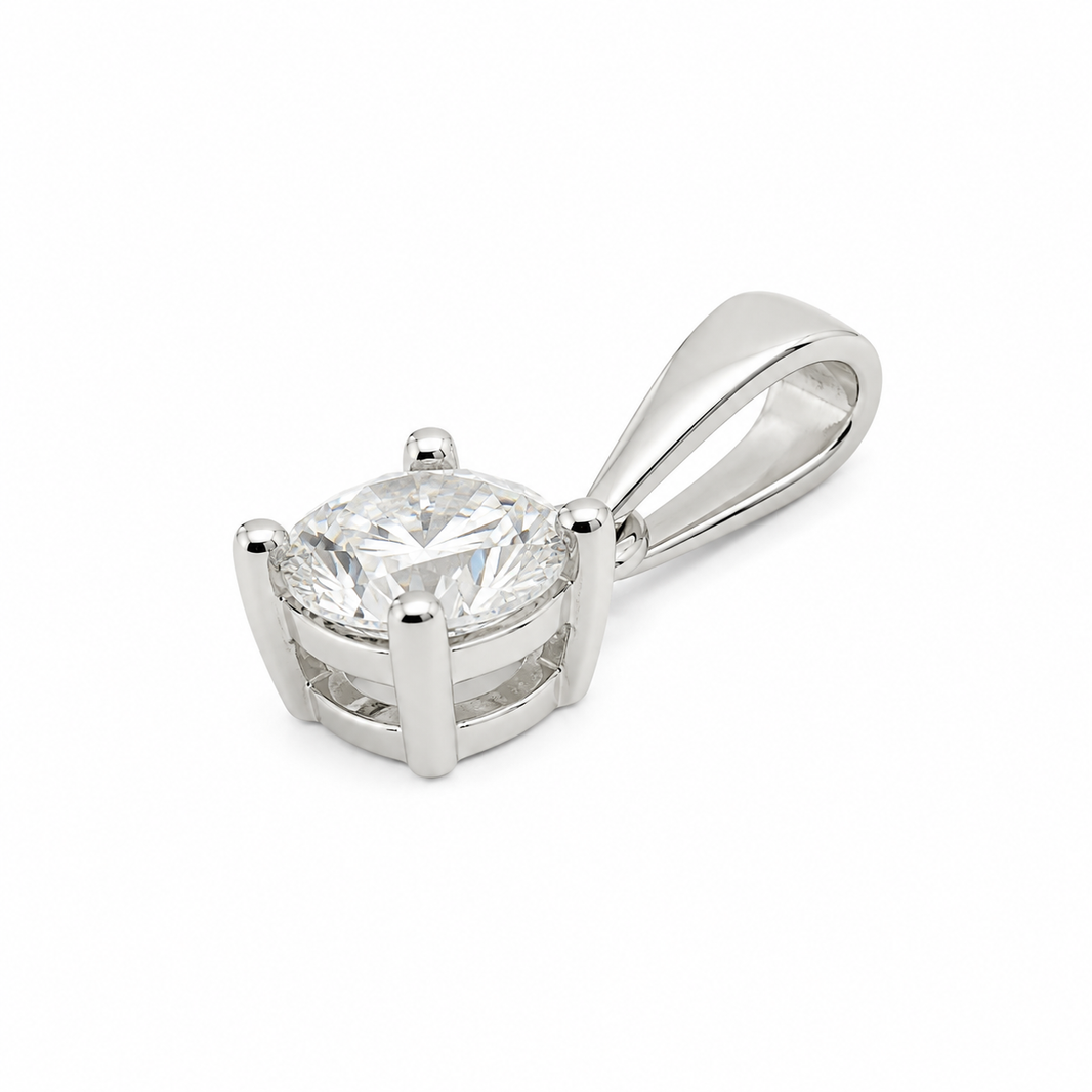 10K White Gold 6.20mm Charm Round Solitaire 1.00 ct Lab Grown Diamond