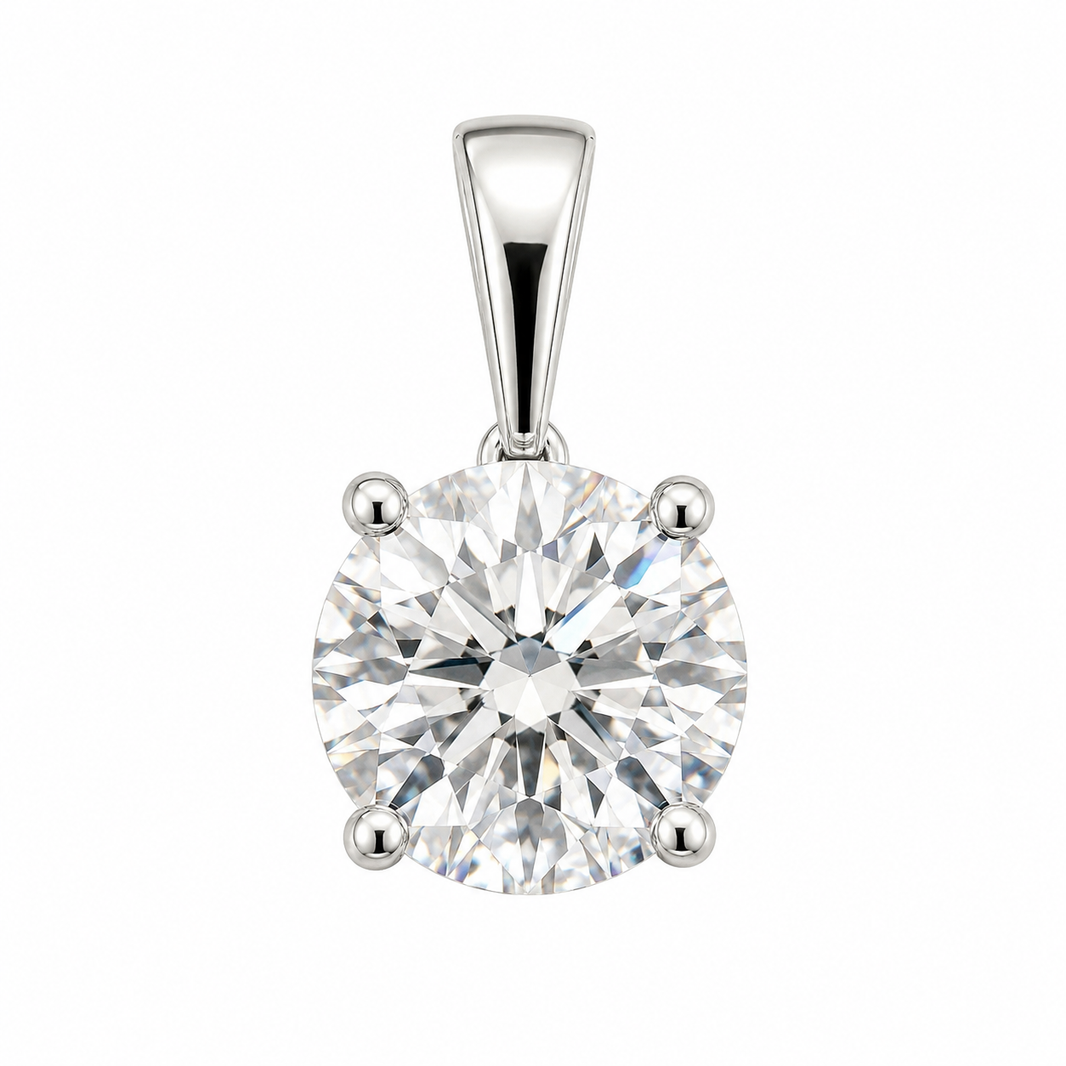 10K White Gold 6.20mm Charm Round Solitaire 1.00 ct Lab Grown Diamond